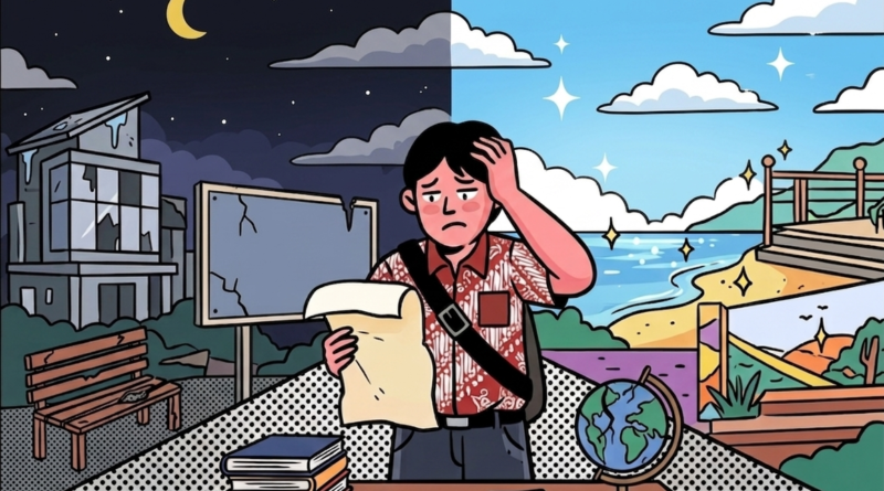 Foto: Ilustrasi "Menagih Janji “PESONA KSB”: Catatan Kritis dari sudut Pandang Pelajar" (Nano Banana-Media KSB)