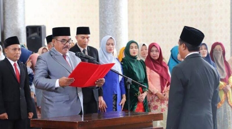 Foto: Pengambilan sumpah jabatan Pejabat Manajerial lingkup pemerintah KSB. (dok. BKPSDM KSB)