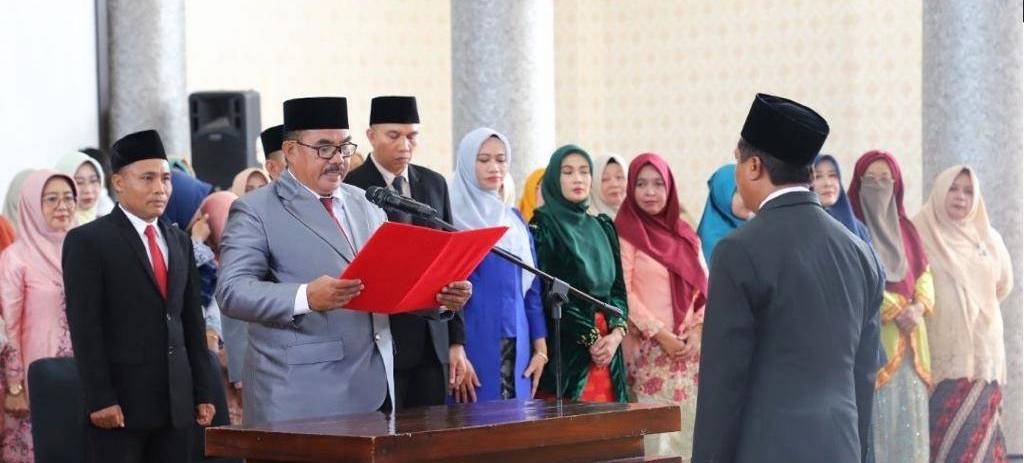 Foto: Pengambilan sumpah jabatan Pejabat Manajerial lingkup pemerintah KSB. (dok. BKPSDM KSB)